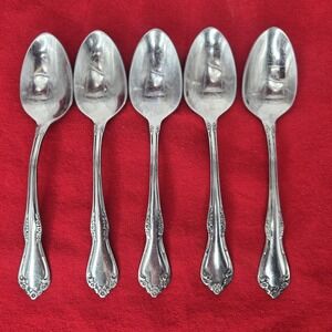 Set Of 5 MANSFIELD Dinner Place Oval Soup Spoons ONEIDA WM A. ROGERS Stainless